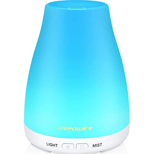 URPOWER Difusor Del Aceite Esencial De La 2Da Versión, Humectador Fresco De La Niebla Del Aceite Esencial Del Aroma De 100Ml Con Modo Ajustable De La Niebla, Luz Llevada 7 Colores
