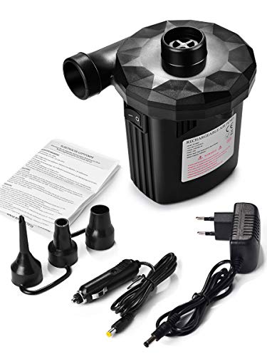 Urslif Bomba Eléctrica Bomba de Aire Inflador/Deflactor Batería Incorporada Eléctrica 1500mAh con 3 Boquillas para Colchón/Piscina Inflable