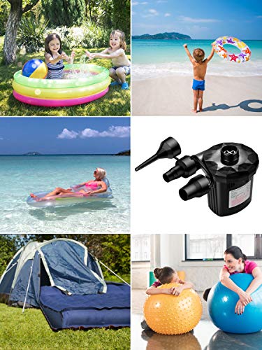 Urslif Bomba Eléctrica Bomba de Aire Inflador/Deflactor Batería Incorporada Eléctrica 1500mAh con 3 Boquillas para Colchón/Piscina Inflable