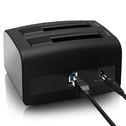 USB 3.0 Base de conexión Docking Station - Estación de Acoplamiento con función de clonado HDDa SATA - 2,5 pulgadas y 3,5 pulgadas SATA-I II III 1,5 - 3 - 6 GB s - Soporta 2 x Máx. 6TB - Negro