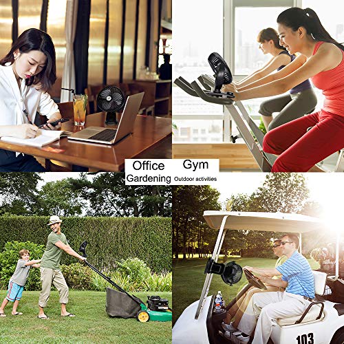 USB Ventilador de Mesa silencioso, Mini Clip Ventilador con Batería recargable de 5000mAh(Max. 50H), Oscilación automática, Ventilador personal portátil para Cochecito, Oficina, Cuna de Noche,Hogar