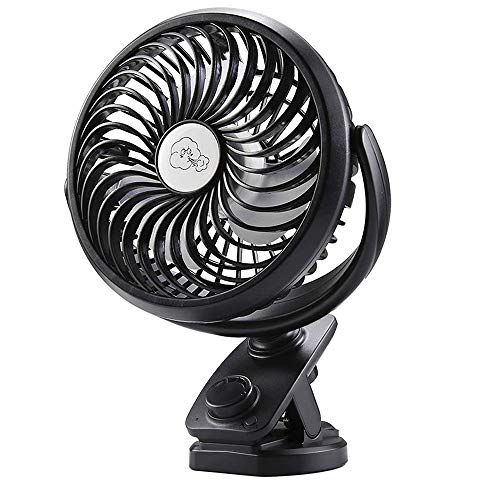 USB Ventilador de Mesa silencioso, Mini Clip Ventilador con Batería recargable de 5000mAh(Max. 50H), Oscilación automática, Ventilador personal portátil para Cochecito, Oficina, Cuna de Noche,Hogar