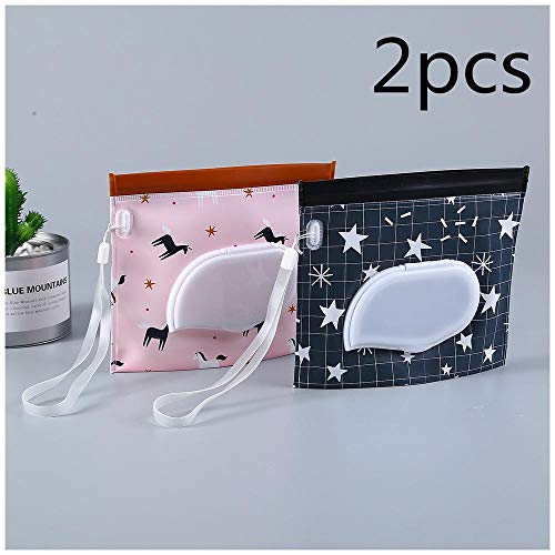 Uteruik Bolsa de toallita húmeda para bebé Funda de toallitas de Viaje Dispensador portátil Recargable Estuches de Viaje, 2 Piezas