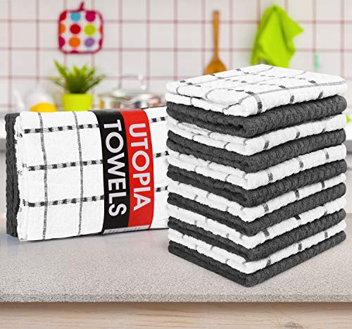 Utopia Towels - 12 Toallas de Cocina, paños de Cocina (38 x 64 cm, Gris y Blanco)
