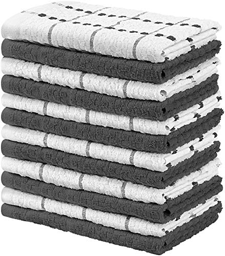 Utopia Towels - 12 Toallas de Cocina, paños de Cocina (38 x 64 cm, Gris y Blanco)