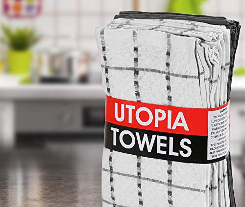 Utopia Towels - 12 Toallas de Cocina, paños de Cocina (38 x 64 cm, Gris y Blanco)