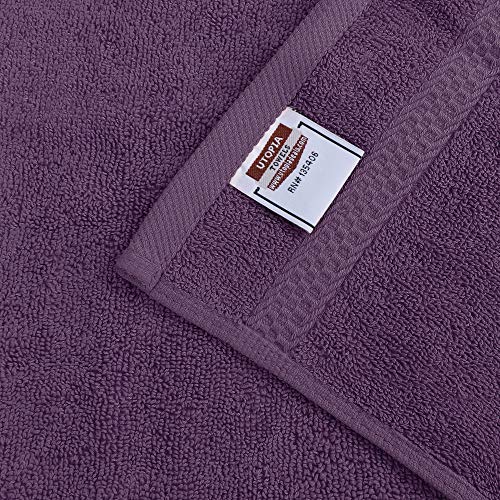 Utopia Towels - Juego de Toallas; 2 Toallas de baño, 2 Toallas de Mano y 4 toallitas - 100% Algodón (Ciruela)