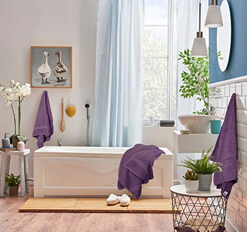 Utopia Towels - Juego de Toallas; 2 Toallas de baño, 2 Toallas de Mano y 4 toallitas - 100% Algodón (Ciruela)