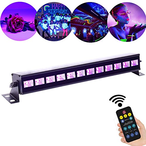 UV Bar Lámpara de Luz Negro Regulable LED Fixture Portátil Alto Brillante 12LEDx3W Luz de Etapa Iluminación para Fiesta Carnaval Halloween y Navidad (12 led)
