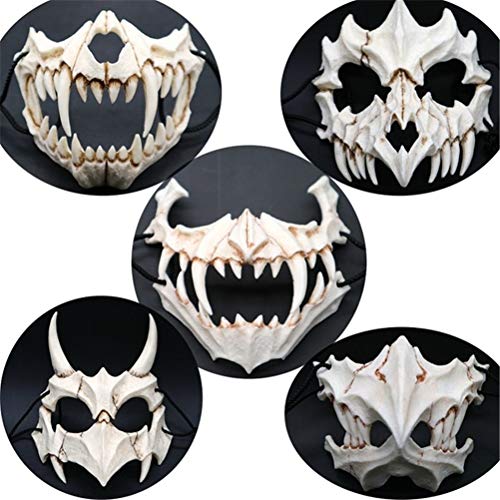 Uyeke Máscara de Resina de Halloween Cosplay El dragón japonés Dios Máscara Animal Theme Party Animal Skeleton Half Mask