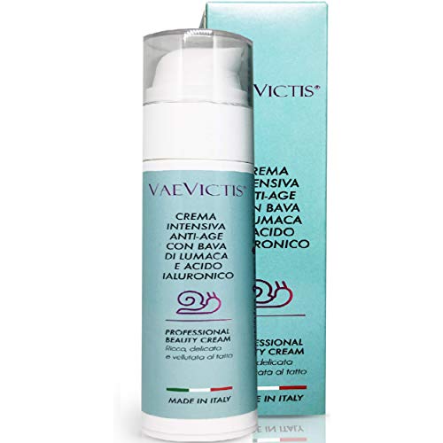 Vaevictis Crema Facial Antiarrugas Hidratante con Baba de Caracol Acido Hialurónico Contra Manchas en la Piel Acné Día Noche Cuello Decollete 50 ml Made in Italy