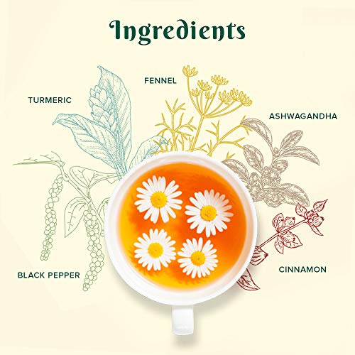 VAHDAM, Infusión de Manzanilla y Cúrcuma – Set de 2 (100g x2) | Cúrcuma Adelgazante + Camomila | CALMA y Mejora el SUEÑO | +100 Tazas: Tomar como Tisana Caliente o Té Frío | Hierbas 100% Naturales