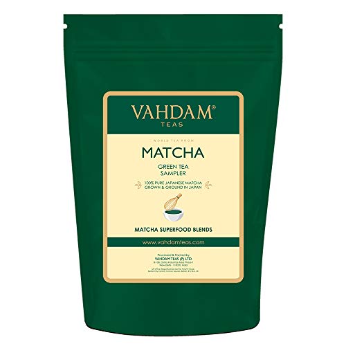 VAHDAM, Muestreador de Té Verde Matcha - 5 tés | Polvo de té Matcha de origen japonés puro 100% | 137x Anti-OXIDANTES | Energía, enfoque y metabolismo Booster | Té verde para bajar de peso