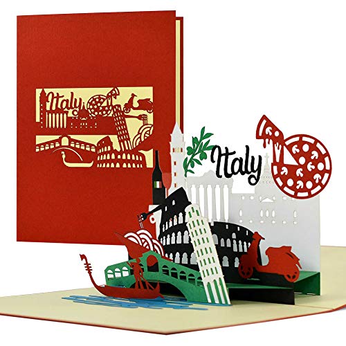 Vale de viaje a Italia, Roma, Venecia, tarjeta 3D pop up Italia, cupón de hotel para ti o para ella, idea de regalo y regalo, A123AMZ
