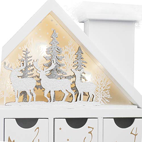 Valery Madelyn LED Calendario de Adviento de Navidad de Madera para Iluminar, 44cm Cuenta Atrás para Navidad Decoración de Casa de 24 días, Adornos