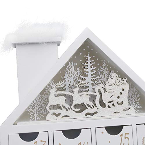 Valery Madelyn LED Calendario de Adviento de Navidad de Madera para Iluminar, 44cm Cuenta Atrás para Navidad Decoración de Casa de 24 días, Adornos