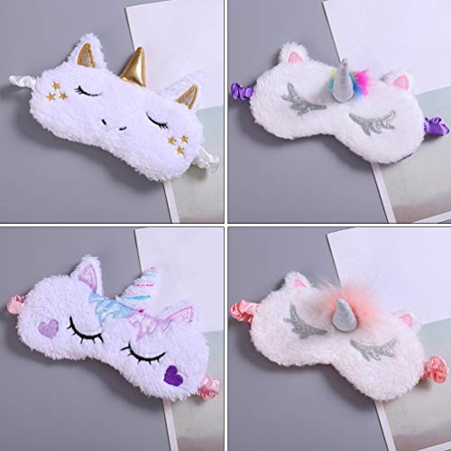 VALICLUD 5 Unids Unicornio Dormir Ojo Cubierta Unicornio Dormir Sombra de Ojos Suave Felpa Venda Regalos para Niños Adultos Que Viajan Fiesta de Cumpleaños Suministros Favores