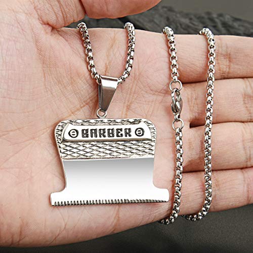 Valily Collar Barbero de Afeitar con Colgante para Hombres Acero Inoxidable Joyería Peluquero