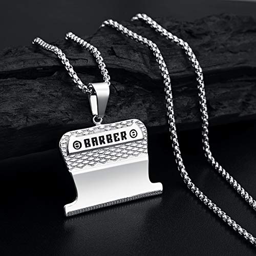 Valily Collar Barbero de Afeitar con Colgante para Hombres Acero Inoxidable Joyería Peluquero