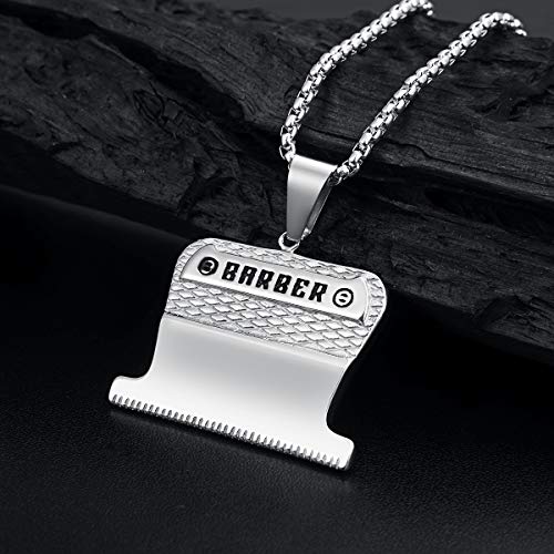 Valily Collar Barbero de Afeitar con Colgante para Hombres Acero Inoxidable Joyería Peluquero