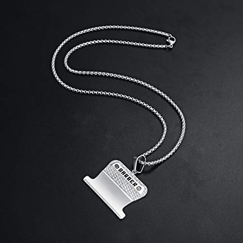 Valily Collar Barbero de Afeitar con Colgante para Hombres Acero Inoxidable Joyería Peluquero