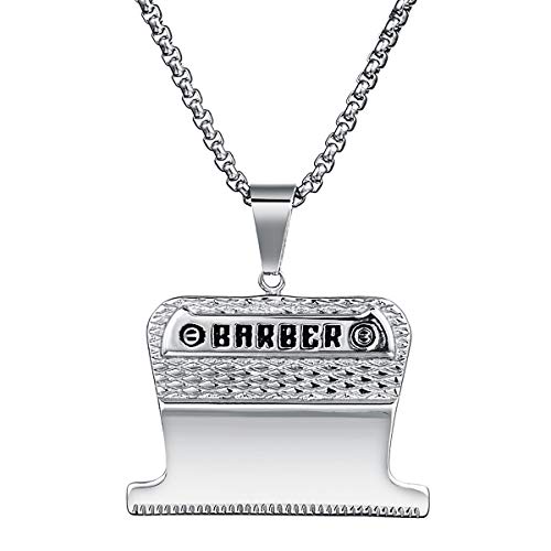 Valily Collar Barbero de Afeitar con Colgante para Hombres Acero Inoxidable Joyería Peluquero
