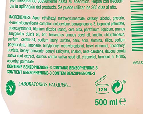 Válquer Leche Hidratante Bronceadora Facial Y Corporal (SPF 30) - 500 ml.