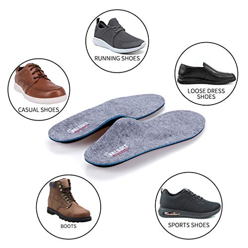 Valsole invierno cálido La plantilla ortopédica funcional médica suave del pastel del alto arco, pie plano de la inserción, fascitis plantar, dolor de pie (43-44 EU (280mm), gray-V107D)