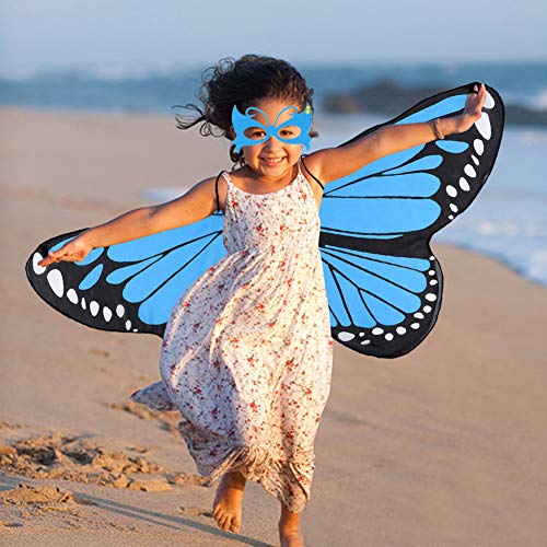 vamei 3 Piezas alas de Mariposa niña 6 Piezas Máscara Mariposa Disfraz Capa de ala para Niñas Hermoso Vistoso Accesorio de Disfraz de Pixie Nymph Capas Halloween niña