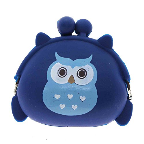 VANKER Portátil de Kawaii Owl Silicona Moneda del Caso en Forma de Cerrojo del Caramelo del Monedero de la Bolsa del Bolso (Color: Azul)