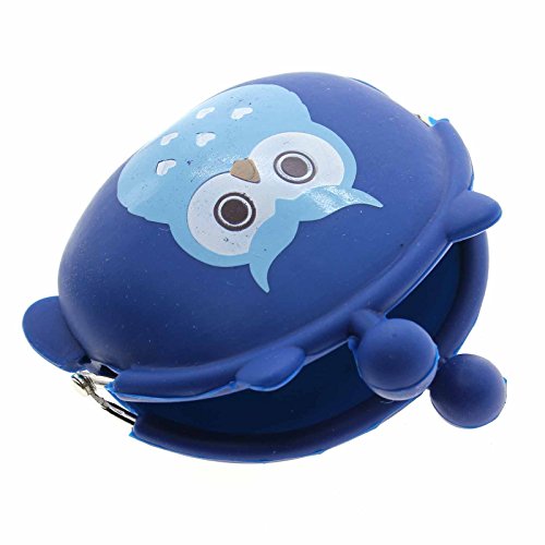 VANKER Portátil de Kawaii Owl Silicona Moneda del Caso en Forma de Cerrojo del Caramelo del Monedero de la Bolsa del Bolso (Color: Azul)