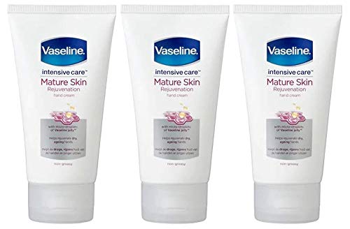 Vaseline Intensivo Care - Crema de manos para rejuvenecimiento de la piel madura, paquete de 3, 75 ml