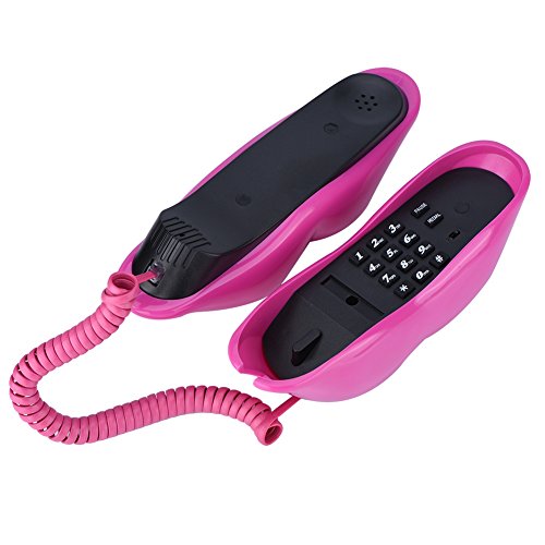 Vbestlife Teléfono Fijo con Aspecto Interesante Novedad Rosa Labio, Material Plástico Decoración del Hogar y Regalos para Niños