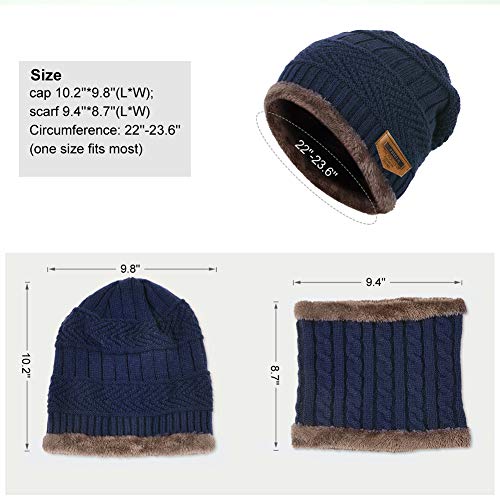 VBIGER Gorras Con Bufanda y Gorros de punto Sombreros de Invierno Hombre