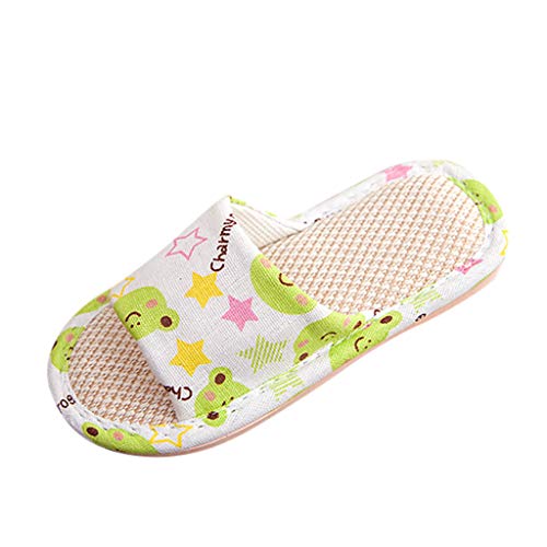 VECDY Zapatos Bebe Verano 2019, Zapatillas De Lino De Dibujos Animados Unisex para Niños Pequeños para Niños Pequeños para Niños Zapatos Transpirables De Casa Moda Fresco Simple (Verde,26-27)