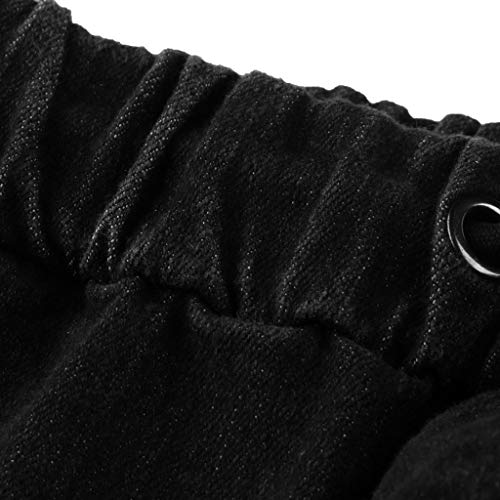 Vectry Pantalones Hombre Casual Letra Suelta Cordón Sólido Cintura Elástica Pantalones Largos de Mezclilla Casual Pantalones Trabajo