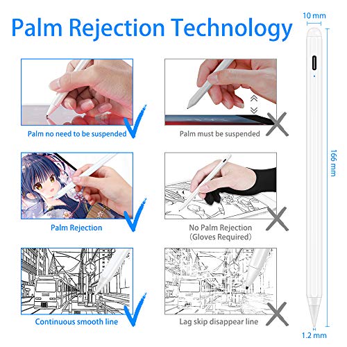 VEEAPE Stylus Pen para iPad, Palm Rejection, lápiz electrónico de Alta precisión con función de detección de inclinación para iPad 6, iPad 7, iPad Mini 5, iPad Air 3, iPad Pro, Compatible Desde 2018