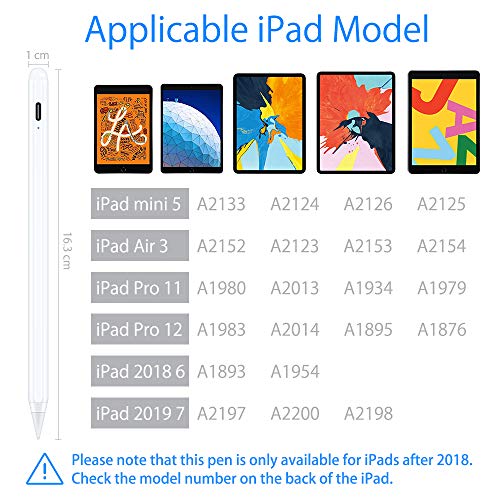 VEEAPE Stylus Pen para iPad, Palm Rejection, lápiz electrónico de Alta precisión con función de detección de inclinación para iPad 6, iPad 7, iPad Mini 5, iPad Air 3, iPad Pro, Compatible Desde 2018