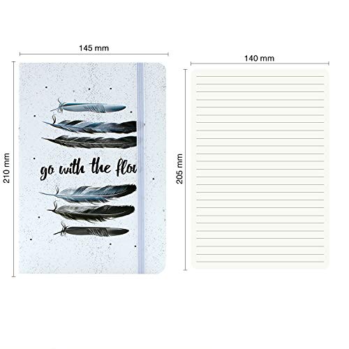 VEESUN A5 Libreta Alineadas Bonitas Cuaderno Vintage Diario de Viaje Bloc de Notas Notebook Bullet Journal Agenda con Cierre Elástico, Marcador, 192 Páginas, Seis plumas