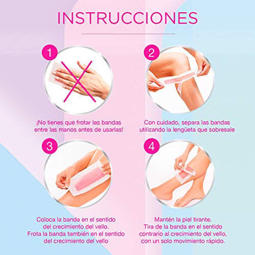 Veet Bandas de Cera Fría Depilatoria para Depilación de Cuerpo y Piernas con Manteca de Karité y Bayas de Açaí, Easy Gelwax, Pieles Normales, 40 Bandas (3035224)