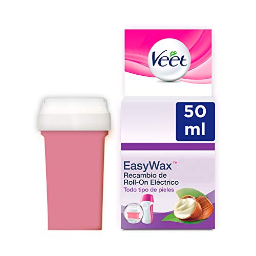 Veet Cera Depilatoria Recambio Roll-On Eléctrico EasyWax con Manteca de Karité para Todo Tipo de Pieles, 50 ml