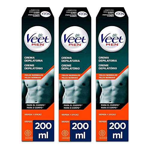 Veet for Men Crema Depilatoria para Hombre - Piel Normal - Pack 3 x 200ml