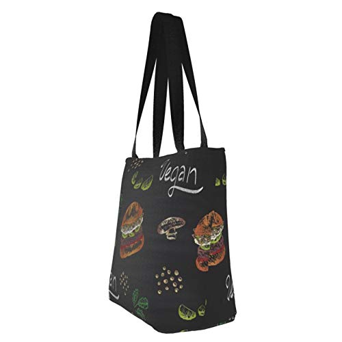 Vegan Avocado Burger Bolsos de hombro de lona para mujer Bolsos casuales Bolso de trabajo Bolsos de mano