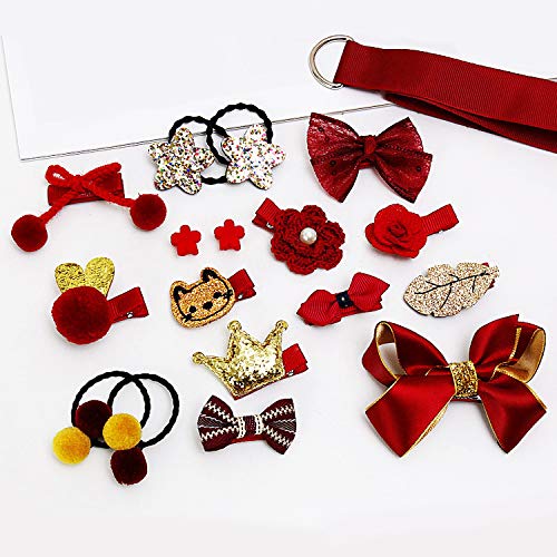 VEGCOO 54 Piezas Clips Pelo Bebe Niña y Gomas del pelo Elásticos, Multicolor Horquillas Pelo Pinzas Diademas Accesorios para El Cabello con Caja de Regalo para Niña (Style 1)