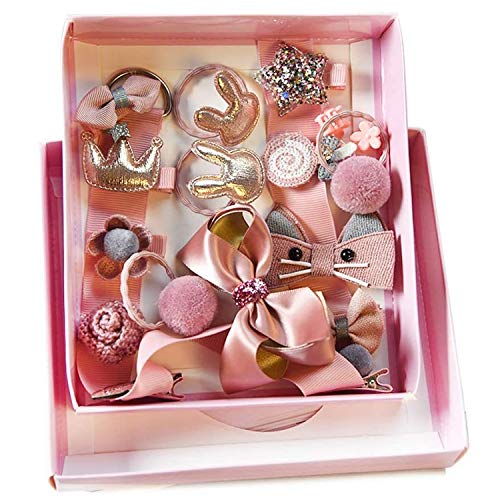 VEGCOO 54 Piezas Clips Pelo Bebe Niña y Gomas del pelo Elásticos, Multicolor Horquillas Pelo Pinzas Diademas Accesorios para El Cabello con Caja de Regalo para Niña (Style 1)