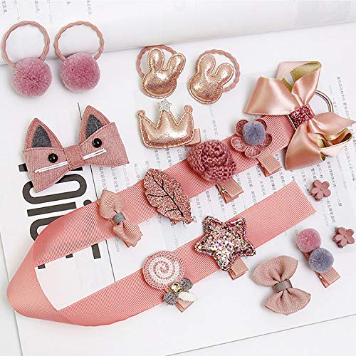 VEGCOO 54 Piezas Clips Pelo Bebe Niña y Gomas del pelo Elásticos, Multicolor Horquillas Pelo Pinzas Diademas Accesorios para El Cabello con Caja de Regalo para Niña (Style 1)