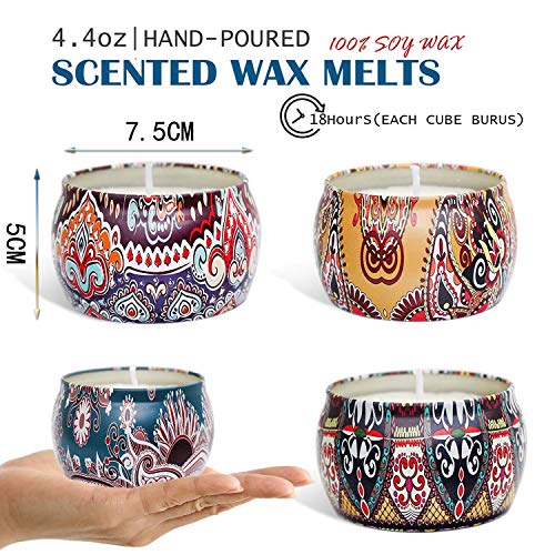 Velas de regalo de cera de soja, vela de viaje portátiles Talla: 7.5CM×5CM, juego de vela de 4 piezas, vela perfumada contra los mosquitos, Aplicar para vela perfumada para el Día de Navidad y bodas
