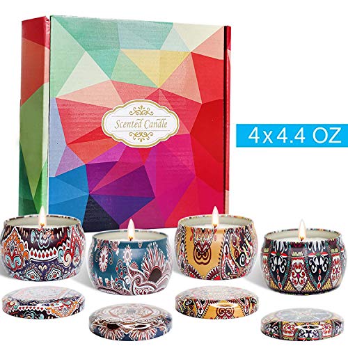 Velas de regalo de cera de soja, vela de viaje portátiles Talla: 7.5CM×5CM, juego de vela de 4 piezas, vela perfumada contra los mosquitos, Aplicar para vela perfumada para el Día de Navidad y bodas