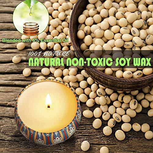 Velas de regalo de cera de soja, vela de viaje portátiles Talla: 7.5CM×5CM, juego de vela de 4 piezas, vela perfumada contra los mosquitos, Aplicar para vela perfumada para el Día de Navidad y bodas