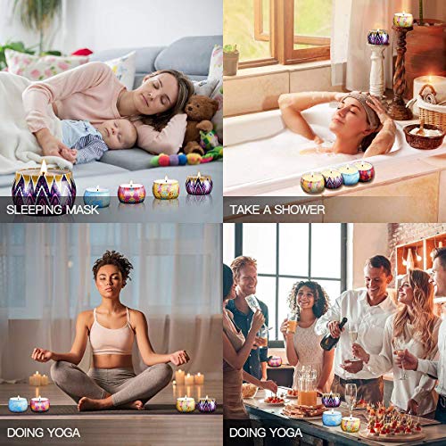 Velas Perfumadas Regalo(Pack de Regalo 4),Velas Aromaticas,Soja Velas en Frasco con limón,Lavanda,Higo para Dormitorio Yoga Aliviar la Presión Navidad Cumpleaños Regalos de Mujer (Purple)